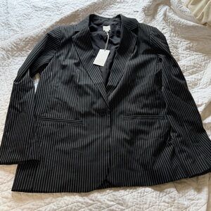 A New Day Black and White Pinstripe Blazer